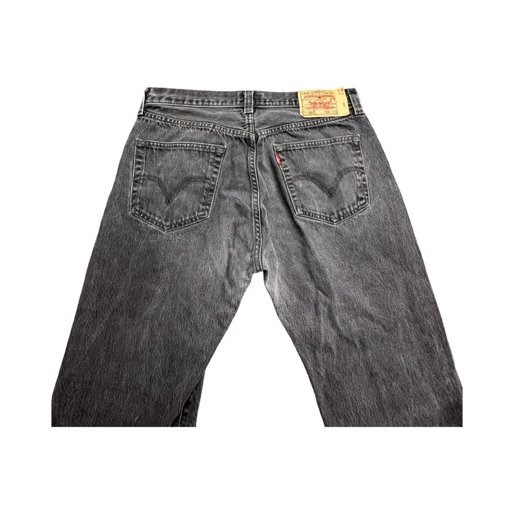 Levi's Jeans Mens 36x29 Black 501 Original Straight Leg Button Fly Denim Pants